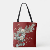 Winter Bloem Rood Witte Roos Trouw Bruidsmeisje Tote Bag (Achterkant)