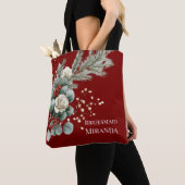 Winter Bloem Rood Witte Roos Trouw Bruidsmeisje Tote Bag (Dichtbij)