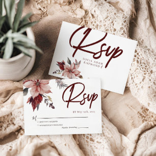 Winter Bloem Water Kleur Trouwen RSVP Kaartje
