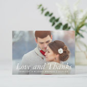 Winter bloemboeket trouwfoto dank u kaart (Staand voorkant)