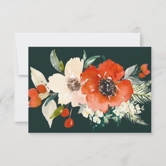 Winter bloemboeket trouwfoto dank u kaart (Achterkant)