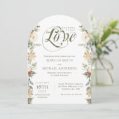 Winter Bloemboog Huwelijk Niks Geks Alleen Liefde Kaart (Staand voorkant)