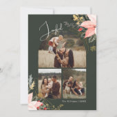 Winter Bloemboog Vrolijke Vier Foto Kerstmis Feestdagenkaart (Voorkant)