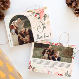 Winter Bloemen Arch Roze Oh Wat leuk Twee Foto's Feestdagenkaart