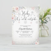 Winter Bloemen Baby Shower Uitnodiging (Staand voorkant)