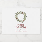 Winter Bloemen Berry krans Kerstmis Likeurfles Etiket (Enkel label)