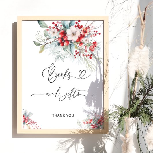 Winter Bloemen Boeken en Geschenken Baby shower Poster