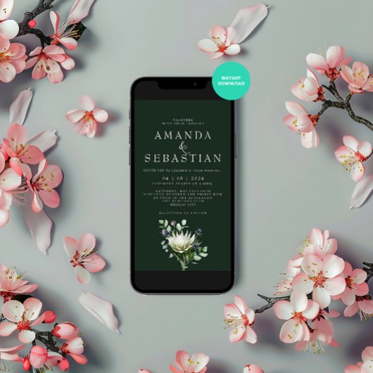 Winter Bloemen Boeket Protea Huwelijk Kaart