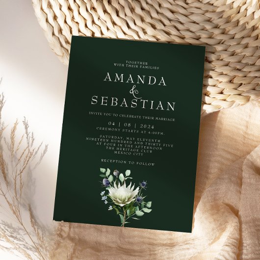 Winter Bloemen Boeket Protea Huwelijk Kaart