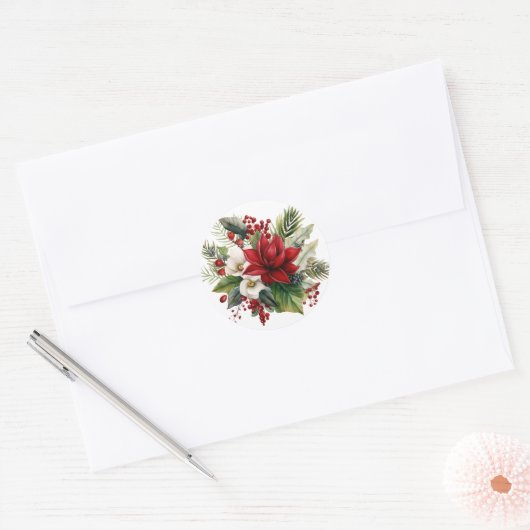 Winter Bloemen Boeket Stickers (Envelop)