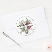 Winter Bloemen | Boho Botanische Retouradres Ronde Sticker (Envelop)