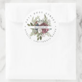 Winter Bloemen | Boho Botanische Retouradres Ronde Sticker (Tas)
