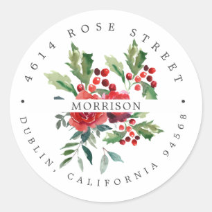 Winter Bloemen Boho Botanische Retouradres Ronde Sticker