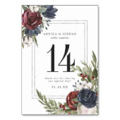 Winter Bloemen Boho Botanische Tafel Nummer Kaart (Voorkant)