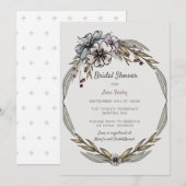 Winter Bloemen Bruids Douche Uitnodiging (Voorkant / Achterkant)