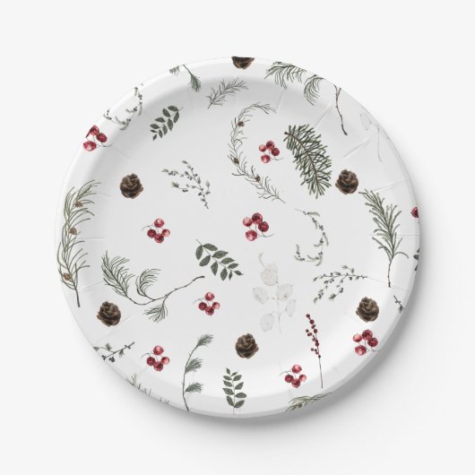 Winter Bloemen Bruidsfeest Papieren Bordje (Voorkant)