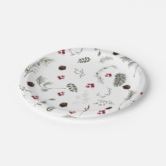 Winter Bloemen Bruidsfeest Papieren Bordje (Gekanteld)