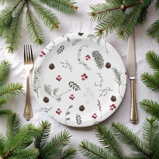 Winter Bloemen Bruidsfeest Papieren Bordje