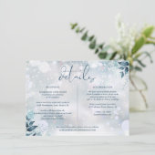 Winter Bloemen Bruiloft Details Informatie Kaart (Staand voorkant)