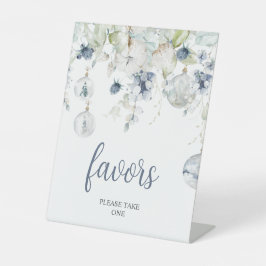 Winter Bloemen Bruiloft Favorieten Reclamebord Met Voetstuk