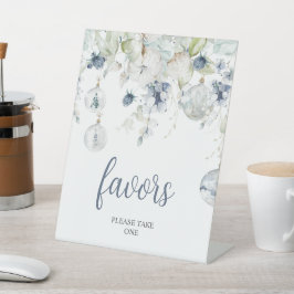 Winter Bloemen Bruiloft Favorieten Reclamebord Met Voetstuk