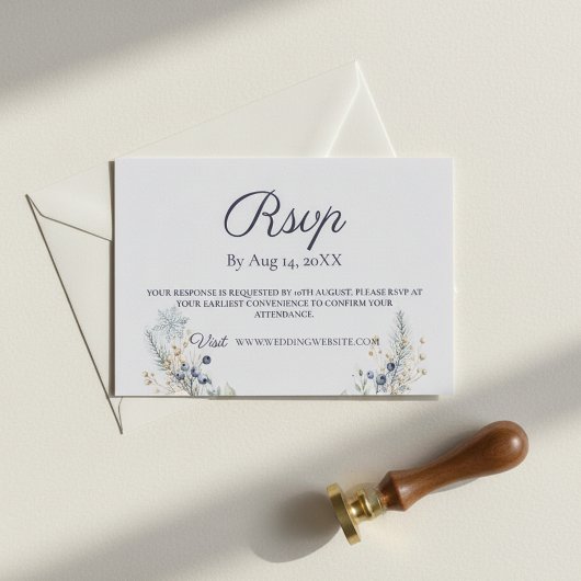 Winter Bloemen Bruiloft RSVP Kaart