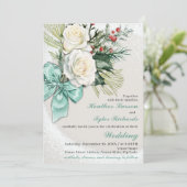 Winter Bloemen Bruiloft Uitnodiging (Staand voorkant)