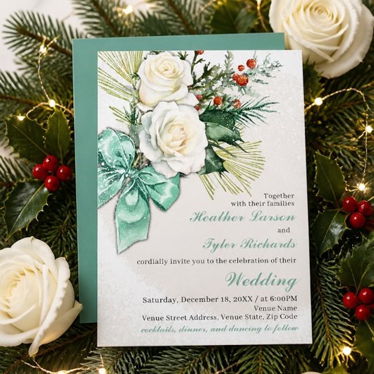 Winter Bloemen Bruiloft Uitnodiging