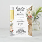Winter Bloemen Bubbles Brunch & Bloom Bruidsuitnod Kaart (Staand voorkant)