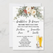 Winter Bloemen Bubbles & Dranken Bruiloftsdouche Kaart (Voorkant)
