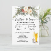 Winter Bloemen Bubbles & Dranken Bruiloftsdouche Kaart (Staand voorkant)