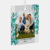 Winter Bloemen Custom Foto Kerstmis Thema Metalen Ornament (Voorkant Rechts)