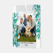 Winter Bloemen Custom Foto Kerstmis Thema Metalen Ornament (Voorkant links)