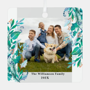 Winter Bloemen Custom Foto Kerstmis Thema Metalen Ornament