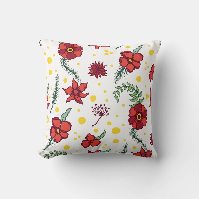 Winter Bloemen Delights Kussen (Voorkant)