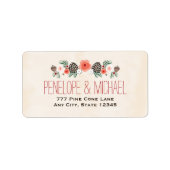 Winter Bloemen dennenappel Kerstmis Etiket (Voorkant)