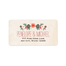 Winter Bloemen dennenappel Kerstmis Etiket