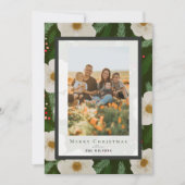 Winter Bloemen Donkergroen 4 Foto's Kerstmis Feestdagenkaart (Voorkant)