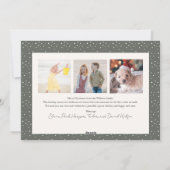 Winter Bloemen Donkergroen 4 Foto's Kerstmis Feestdagenkaart (Achterkant)