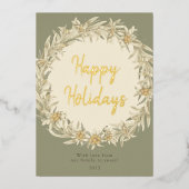 Winter Bloemen Edelweiss Alpine Folie Feestdagenkaart (Voorkant)