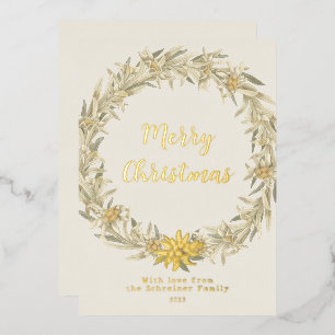 Winter Bloemen Edelweiss Alpine Folie Feestdagenkaart