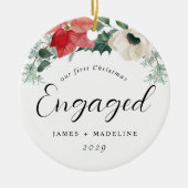 Winter Bloemen Eerste Kerstmis Verloofd Keramisch Ornament (Voorkant)