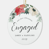 Winter Bloemen Eerste Kerstmis Verloofd Keramisch Ornament (Links)