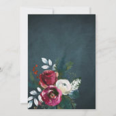 Winter bloemen elegante bordeauxparty kaart (Achterkant)