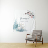 Winter bloemen- en bladwaterschildering bruiloft wandkleed (In situ)