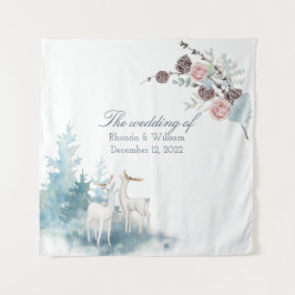 Winter bloemen- en bladwaterschildering bruiloft wandkleed