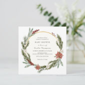 Winter Bloemen en groen Baby shower Kaart (Staand voorkant)