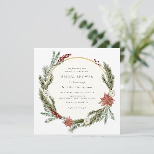 Winter Bloemen en groen Vrijgezellenfeest Kaart (Staand voorkant)