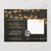 Winter bloemen en schuur hout save the date bruilo aankondigingskaart (Achterkant)