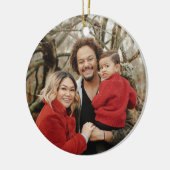 Winter Bloemen Familie Eerste Kerstmis Custom Foto Keramisch Ornament (Links)